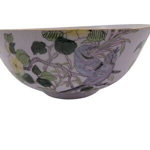 Macau Collectible Hand Painted Floral & Love Birds Porcelain Decorative Bowl